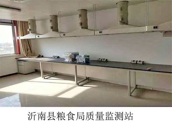 沂南县粮食质量监测站实验台、通风柜、通风系统等实验室家具安装现场
