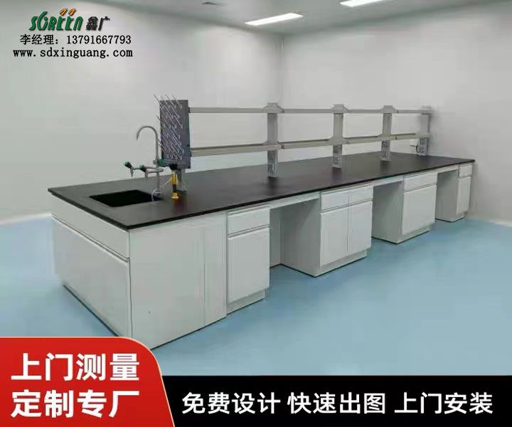 山东全钢实验台 物理化学防腐实验桌 全钢中央试验边台通风柜
