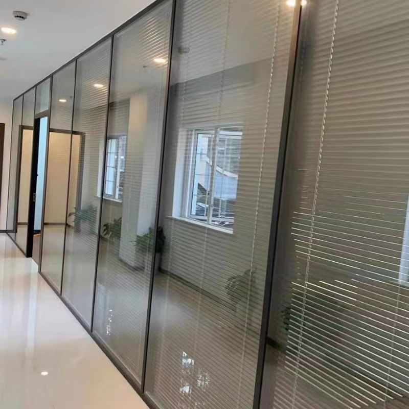 潍坊办公室玻璃隔断 磨砂钢化单双层 隔断厂家