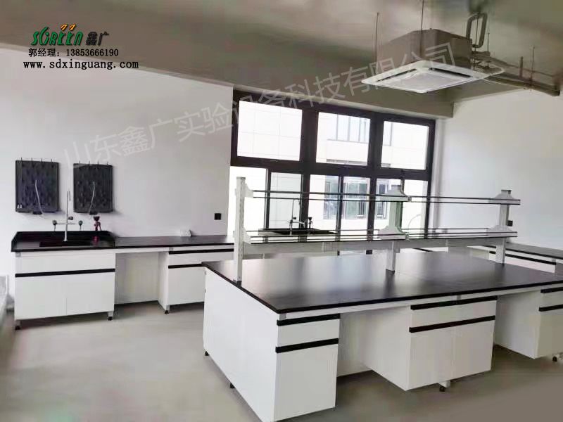 山东实验室家具通风橱 中央台带试剂架 钢木试验室边台全钢实验台