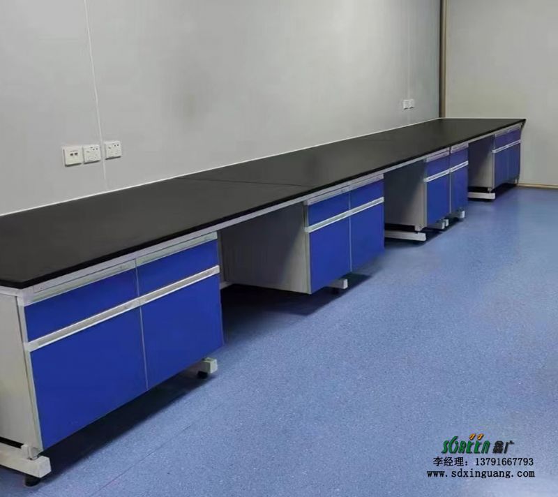 鑫广钢木实验台 学校实验室操作台化学试验边台 理化板实验桌
