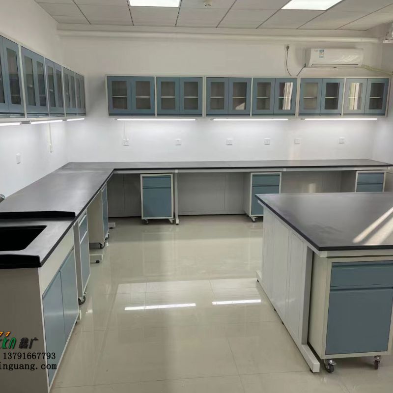 鑫广钢木实验台 全钢pp物理化学中央操作台 全木工作边台