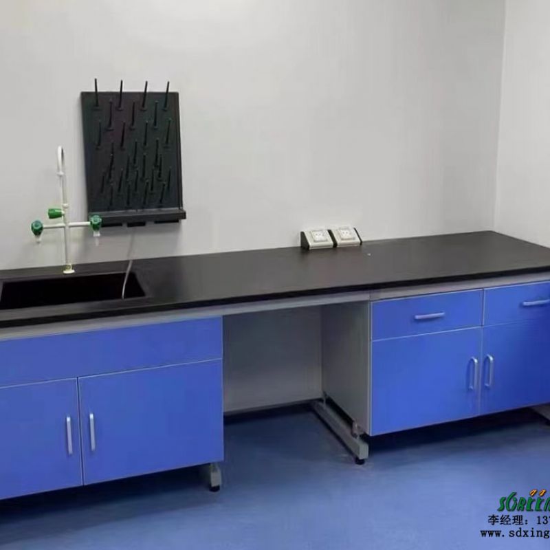 鑫广实验室工作台 钢木边台 化验中央桌物理全钢通风柜
