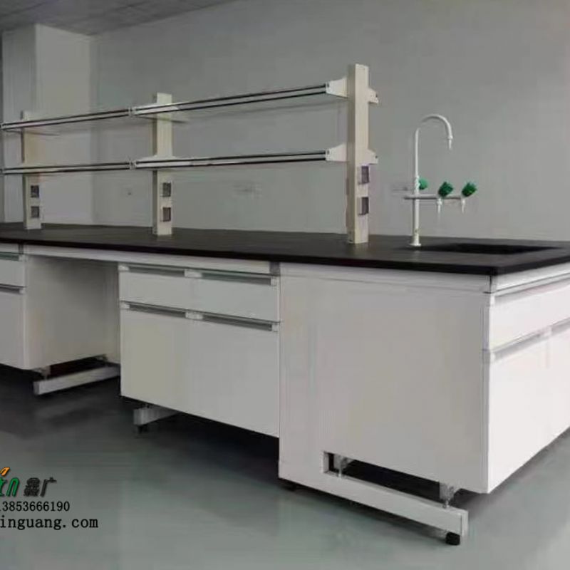鑫广实验室家具定制 防腐蚀带水柜 化验室中央钢木桌