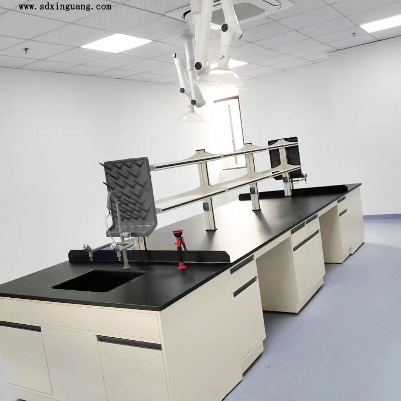 鑫广全钢中央试验台 化验室边台工作台钢木pp全钢材质可选