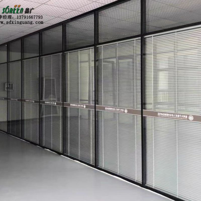 鑫广写字楼办公室百叶窗隔断单双层钢化玻璃磨砂室内款