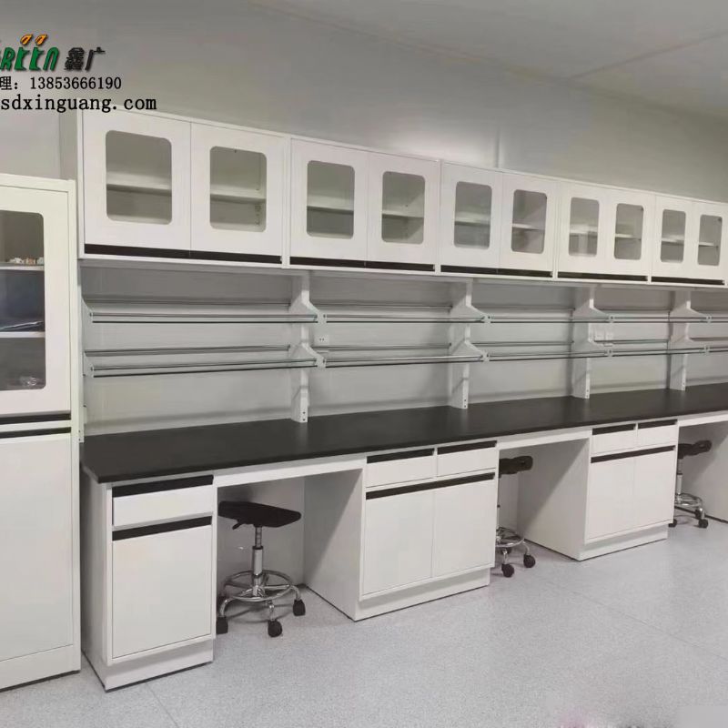 鑫广厂家实验室转角钢木设备 全钢实验台试剂架 中央操作台