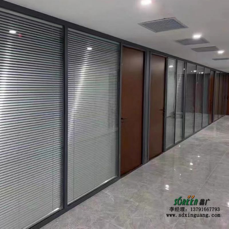 潍坊玻璃隔断 办公室隔断墙铝合金透明单双玻百叶隔断