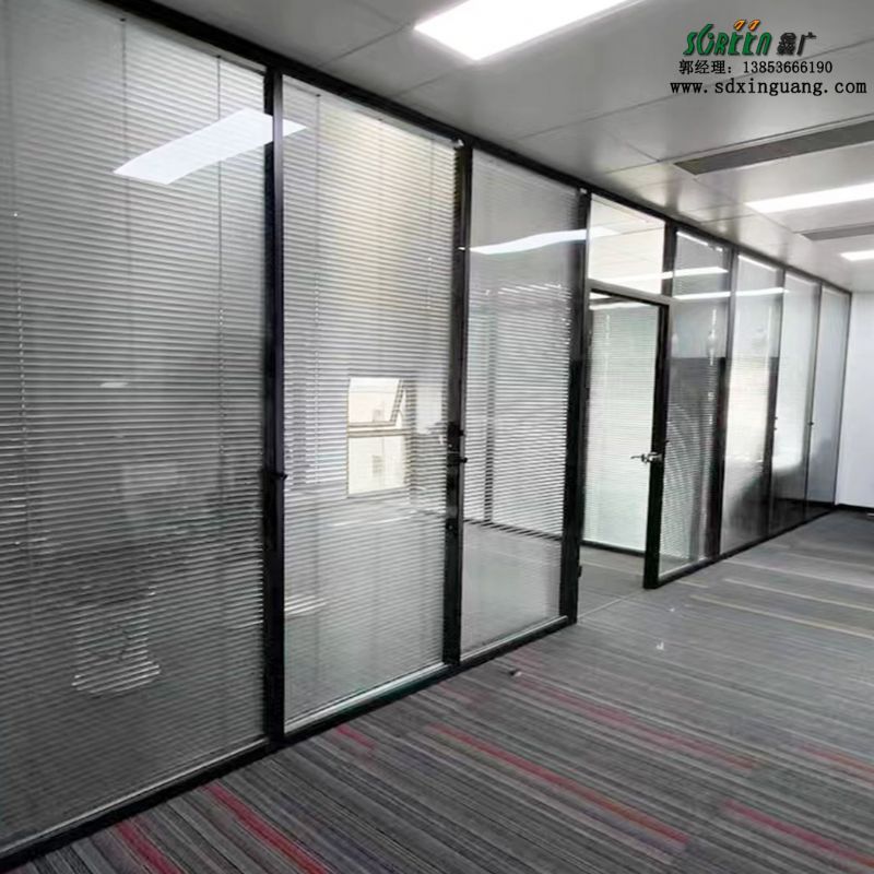 潍坊隔断工程办公室玻璃隔断墙磨砂百叶隔断